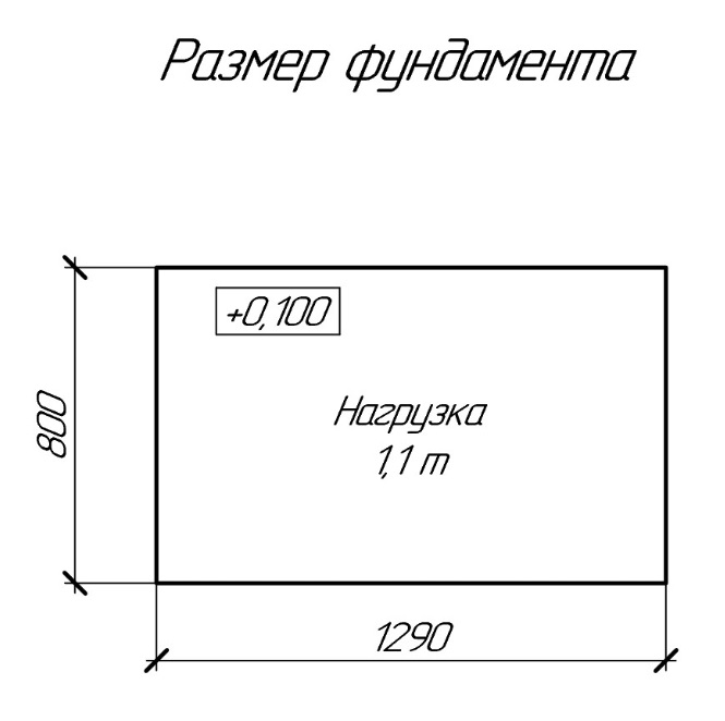 Котёл КВа-0.1 — Размер фундамента