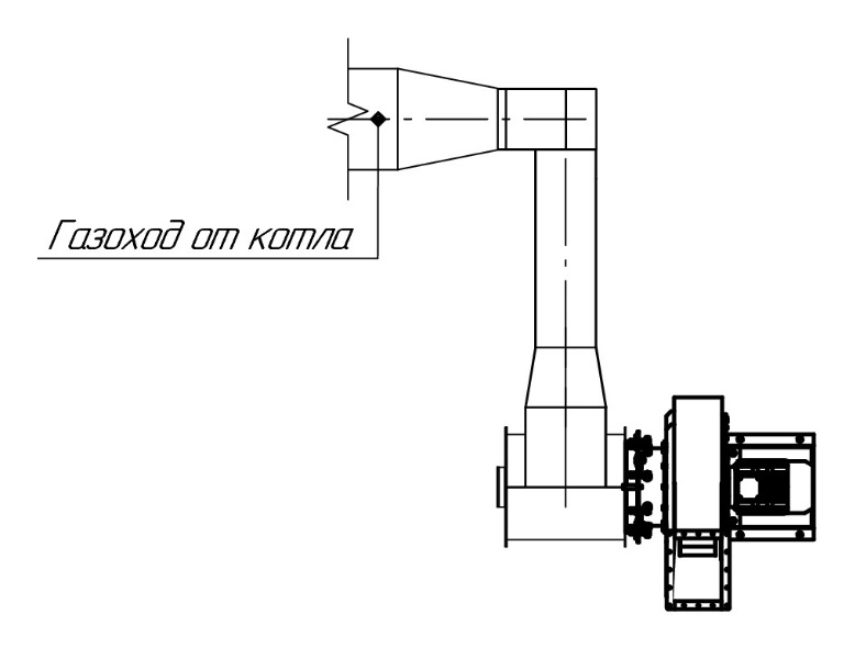 Котёл КВа-7.0 — Установка дымососа (вид сверху)